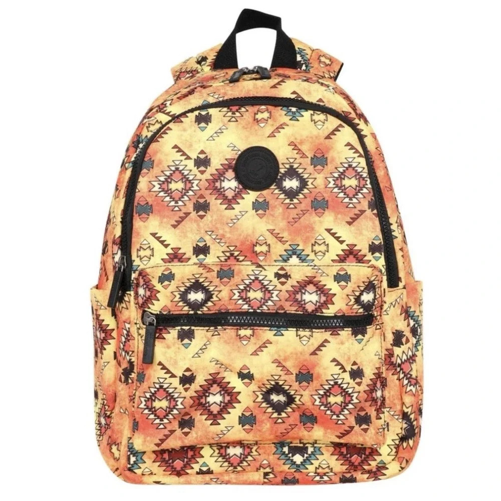 Montana West Aztec Pattern Backpack Travel School Bag Stylish Orange/ Yellow New